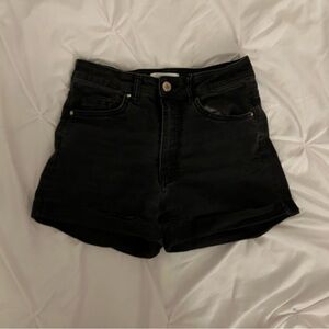 h&m black denim shorts